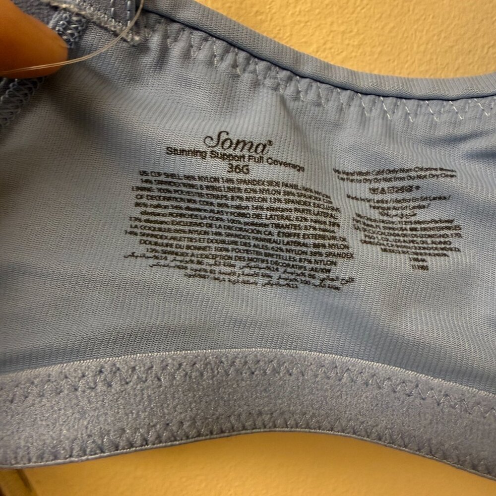 Soma Stunning Support Full Coverage Bra – 36G – Allure Blue – NWT – $60 Retail - Picture 3 of 4